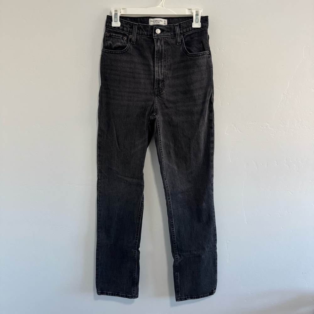 Abercrombie and fitch 90s straight ultra high rise black jeans 25 / 0